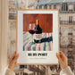 Ruby Port – on Striped Tablecloth, Portuguese Dessert Wine Wall Art, styled in a charming Paris street view