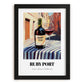 Ruby Port – Portuguese Street Café Scene, Portuguese Dessert Wine Print, in sleek black frame