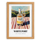White Port – Portuguese Hilltop Café Scene, Portuguese Dessert Wine Illustration, set in oak frame