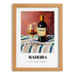 Madeira – on Striped Tablecloth, Portuguese Dessert Wine Print, set in oak frame