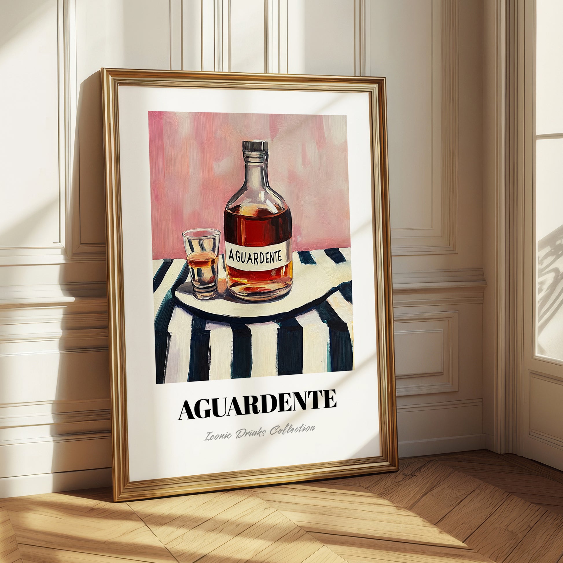 Aguardente – on Striped Tablecloth, Portuguese Spirit Wall Decor