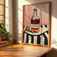 Aguardente – on Striped Tablecloth, Portuguese Spirit Wall Decor, clean layout with no caption