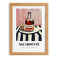 Aguardente – on Striped Tablecloth, Portuguese Spirit Wall Decor, set in oak frame