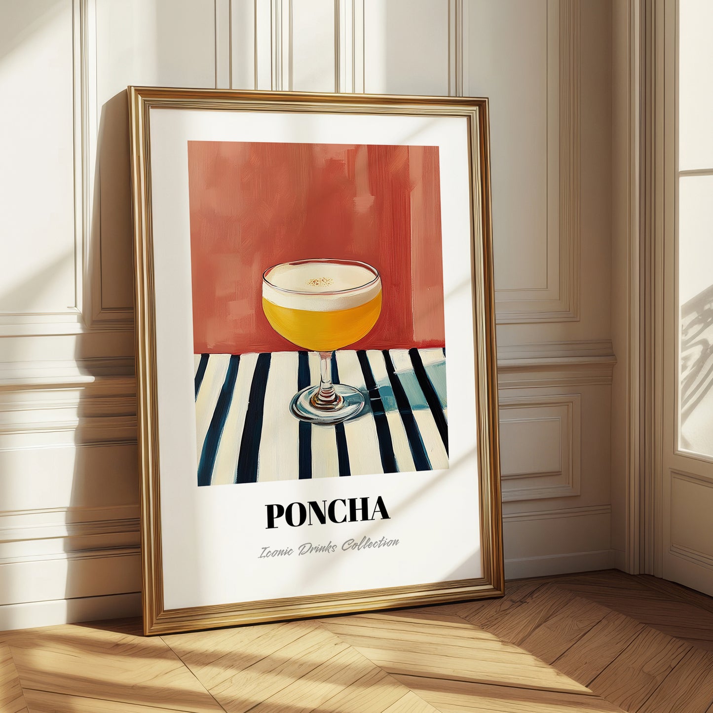 Poncha – on Striped Tablecloth, Portuguese Cocktail Poster