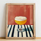 Poncha – on Striped Tablecloth, Portuguese Cocktail Poster, no-text version framed in wood