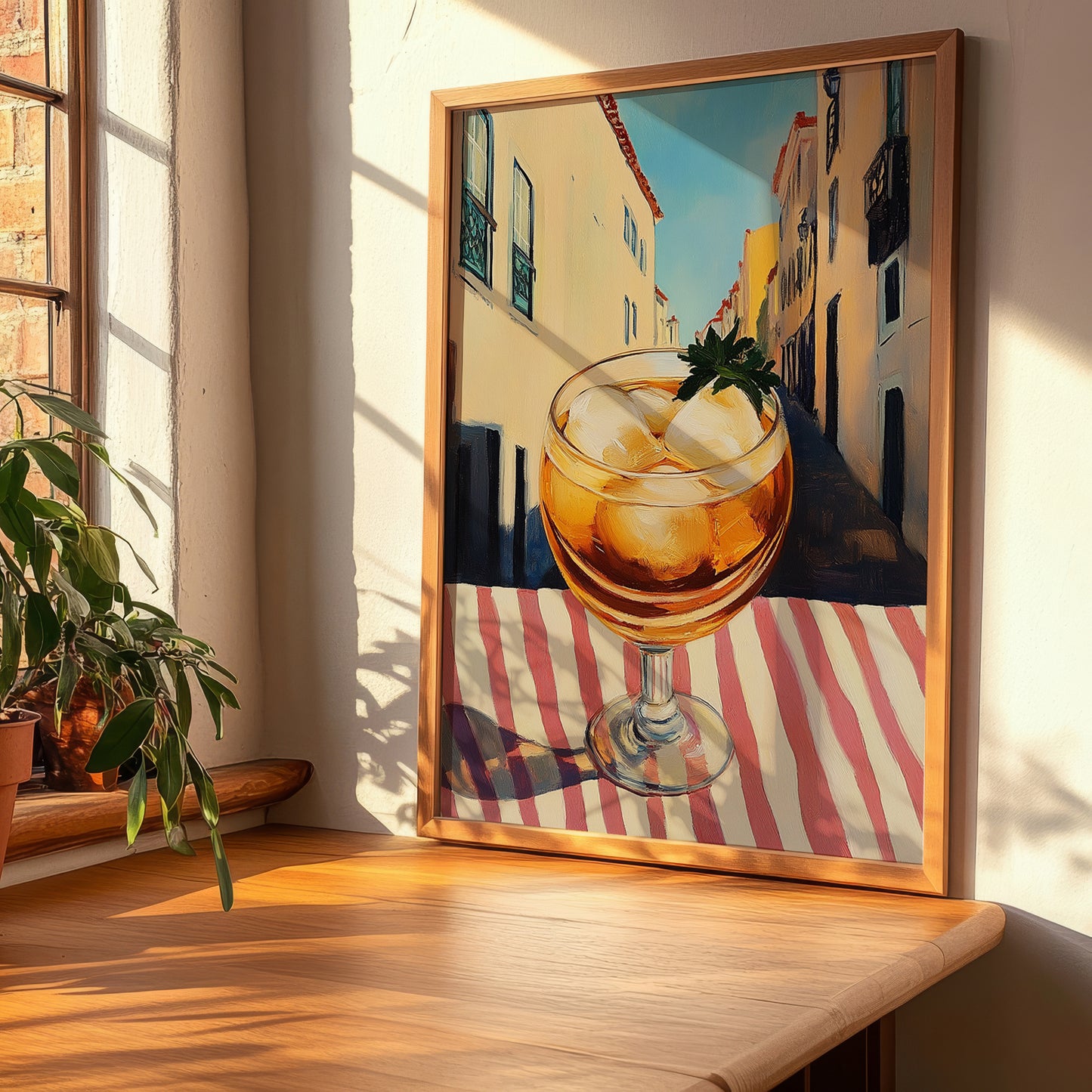 Porto Tónico – Portuguese Outdoor Café Scene, Portuguese Cocktail Illustration, clean layout with no caption