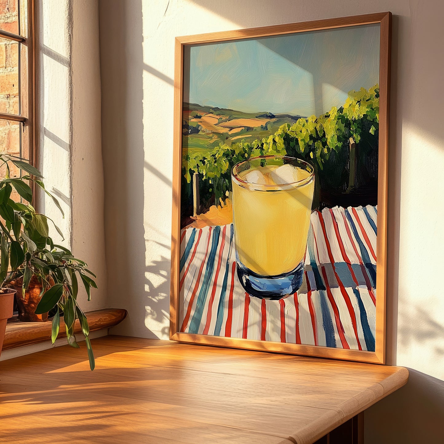 Limonada – Portuguese Hillside Café View, Portuguese Lemonade Painting, clean layout with no caption