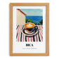 Bica – Portuguese Seaside Scene, Portuguese Coffee Wall Decor, set in oak frame