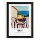 Bica – Portuguese Seaside Scene, Portuguese Coffee Wall Decor, in sleek black frame
