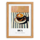 Bica – on Striped Tablecloth, Portuguese Coffee Still Life, set in oak frame