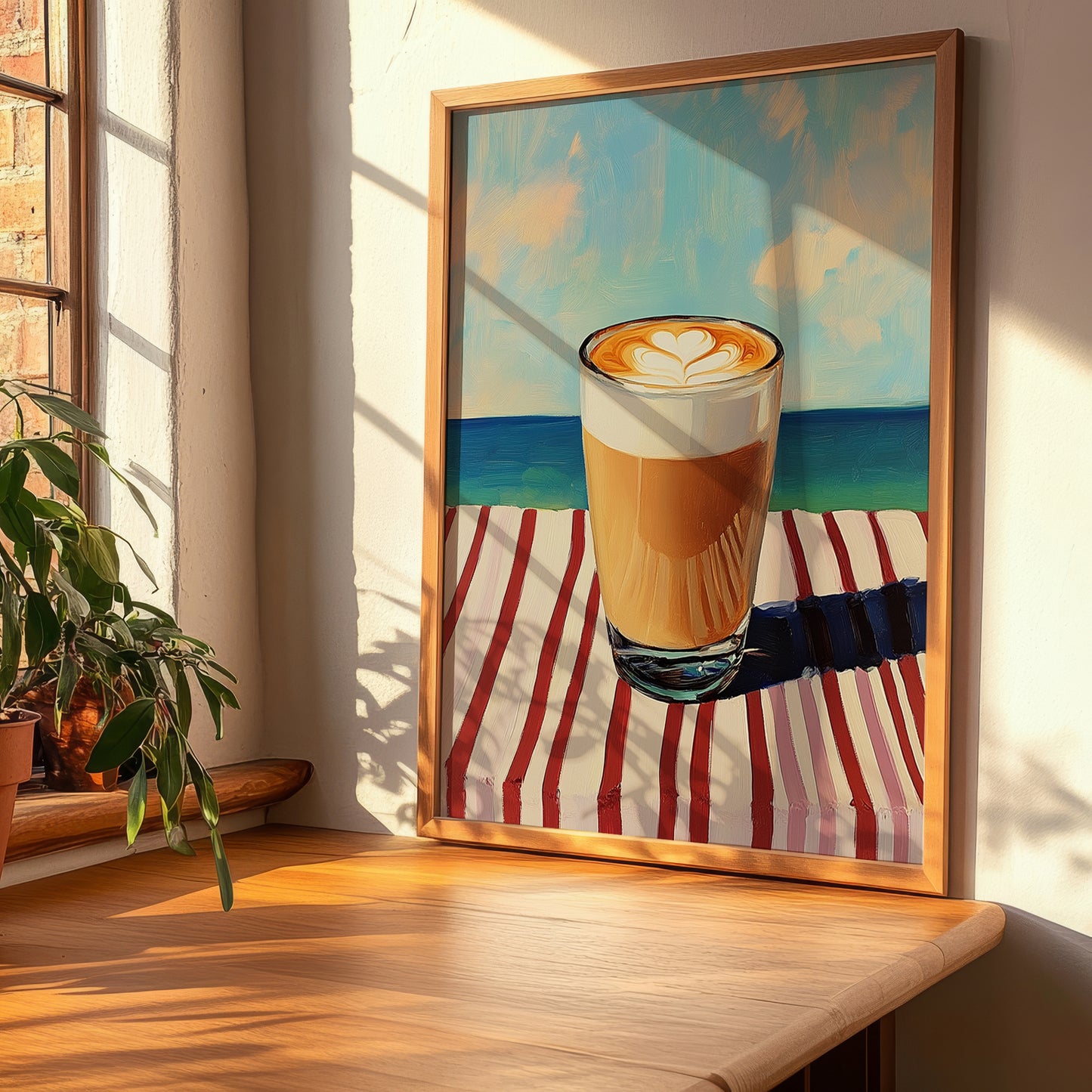 Galão – Portuguese Coastal Café Moment, Portuguese Coffee Painting, clean layout with no caption