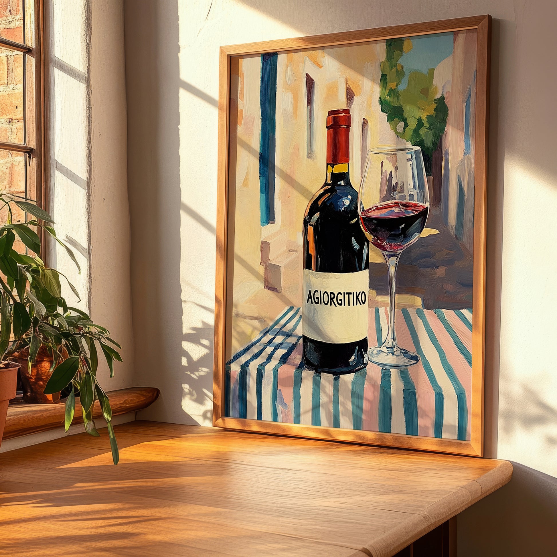 Agiorgitiko – Greek Café on the Corner, Greek Wine Wall Decor, clean layout with no caption