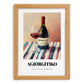 Agiorgitiko – on Striped Tablecloth, Greek Wine Wall Decor, set in oak frame