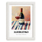 Agiorgitiko – on Striped Tablecloth, Greek Wine Wall Decor, placed in minimal white frame