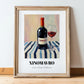 Xinomavro – on Striped Tablecloth, Greek Wine Wall Painting, in wooden frame leaning on the floor