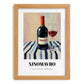 Xinomavro – on Striped Tablecloth, Greek Wine Wall Painting, set in oak frame