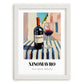 Xinomavro – Greek Street Café Scene, Greek Wine Still Life, placed in minimal white frame