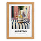 Assyrtiko – Greek Outdoor Café Scene, Greek Wine Still Life, set in oak frame