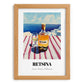 Retsina – Greek Coastal Table, Greek Wine Illustration, set in oak frame