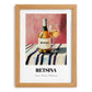 Retsina – on Striped Tablecloth, Greek Wine Wall Poster, set in oak frame