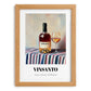 Vinsanto – on Striped Tablecloth, Greek Wine Painting, set in oak frame