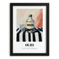 Ouzo – on Striped Tablecloth, Greek Spirit Wall Art, in sleek black frame