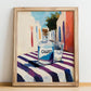 Ouzo – Greek Café on the Corner, Greek Spirit Print, no-text version framed in wood