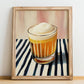 Metaxa Sour – on Striped Tablecloth, Greek Cocktail Wall Art, no-text version framed in wood