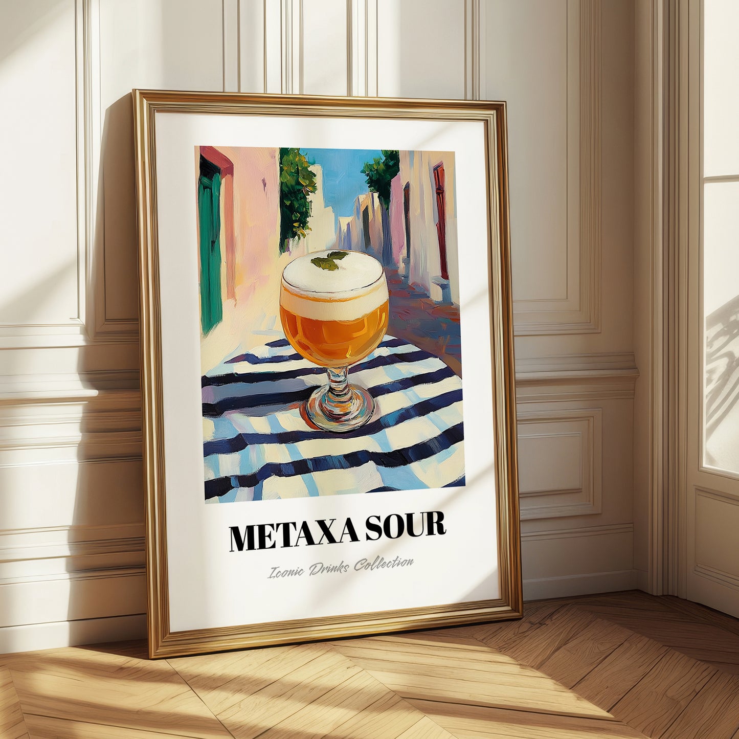 Metaxa Sour – Greek Street Café Scene, Greek Cocktail Art