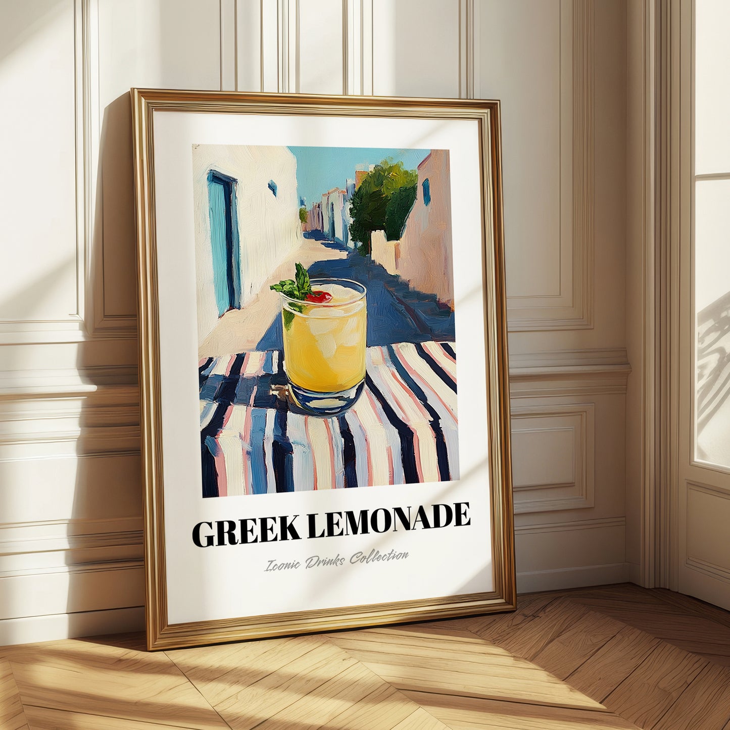 Greek Lemonade – Greek Outdoor Café Scene, Greek Lemonade Wall Poster