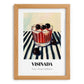 Visinada – on Striped Tablecloth, Greek Beverage Poster, set in oak frame