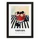 Visinada – on Striped Tablecloth, Greek Beverage Poster, in sleek black frame