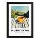 Tsai Tou Vounou Beverage – Greek Hilltop Café Scene, Greek Coffee Poster, in sleek black frame