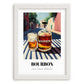 Bourbon – American Outdoor Café Scene, American Whiskey Wall Decor, placed in minimal white frame