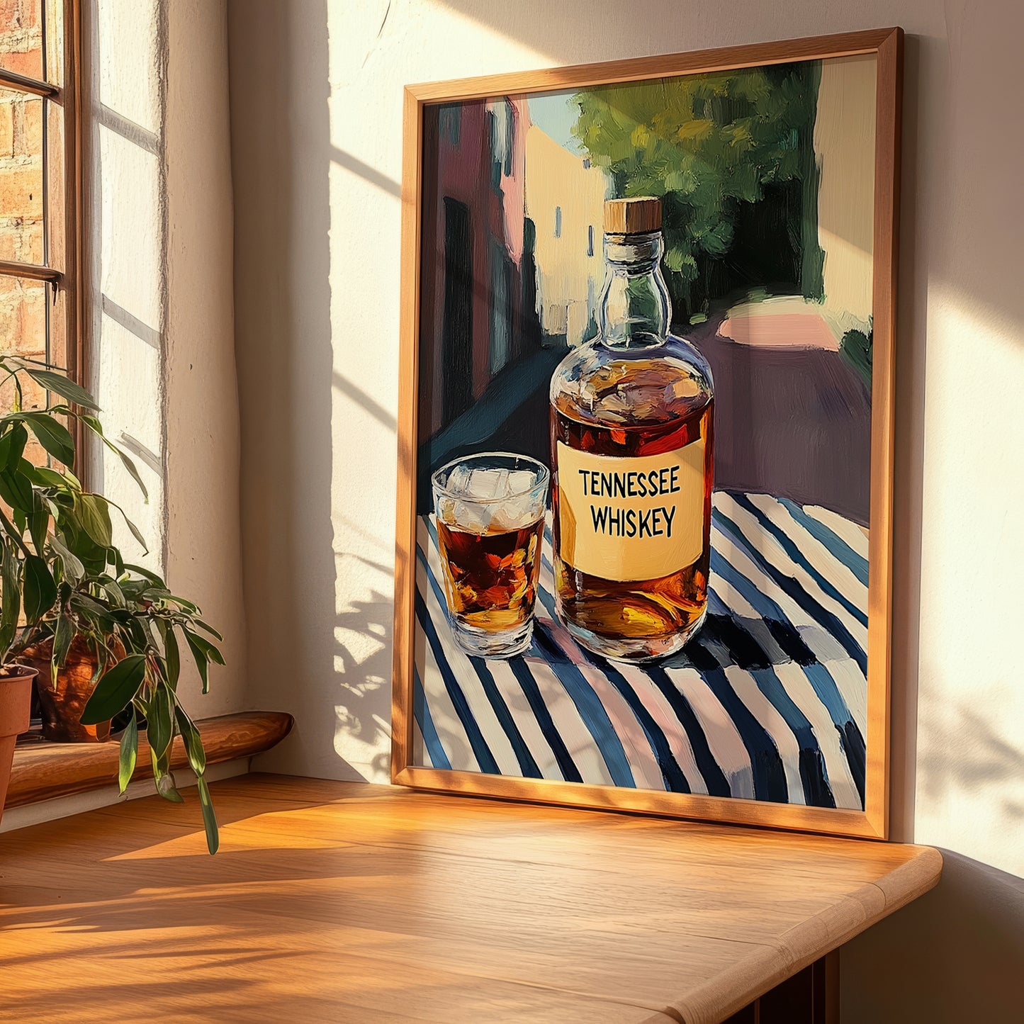 Tennessee Whiskey – American Urban Café Scene, American Whiskey Poster, clean layout with no caption