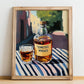 Tennessee Whiskey – American Urban Café Scene, American Whiskey Poster, no-text version framed in wood