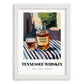 Tennessee Whiskey – American Urban Café Scene, American Whiskey Poster, placed in minimal white frame