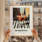 Manhattan – American Street Café Scene, American Cocktail Wall Illustration, styled in a charming Paris street view