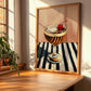 Manhattan – on Striped Tablecloth, American Cocktail Wall Art, clean layout with no caption