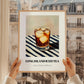 Long Island Iced – on Striped Tablecloth, American Cocktail Print, styled in a charming Paris street view