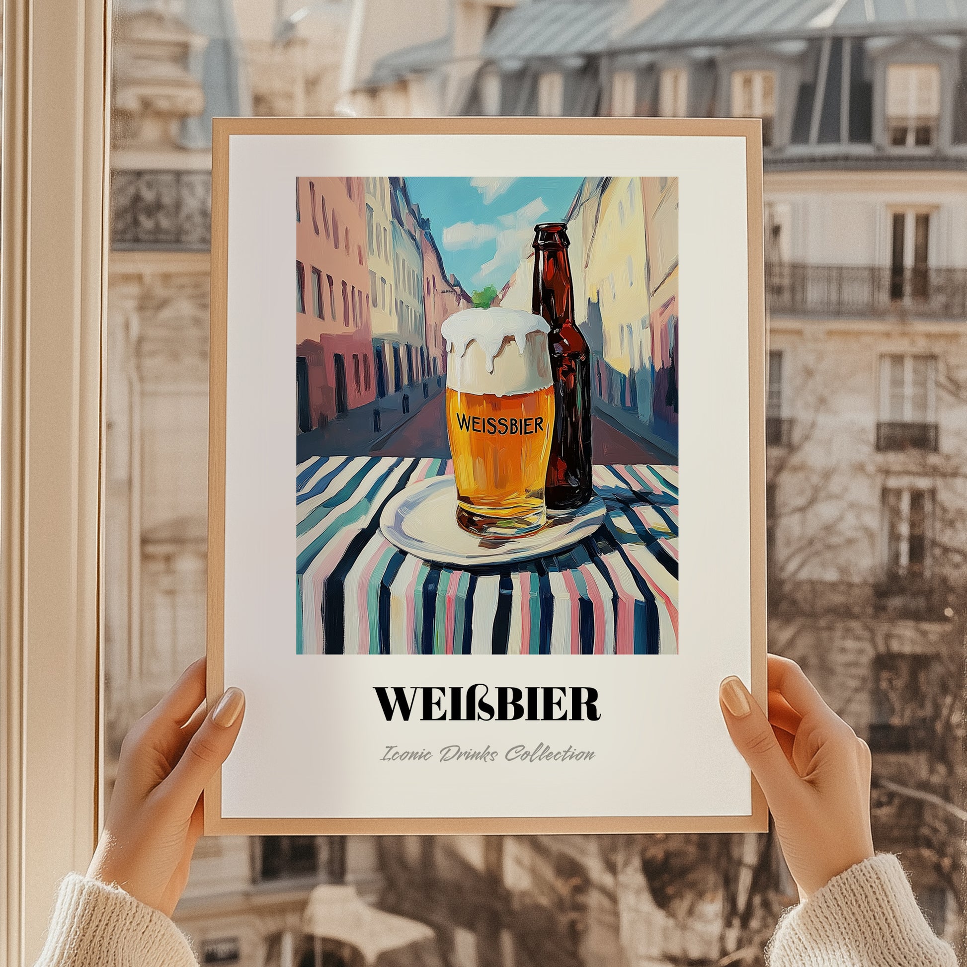 Weißbier – German Urban Café Scene, German Beer Art, styled in a charming Paris street view
