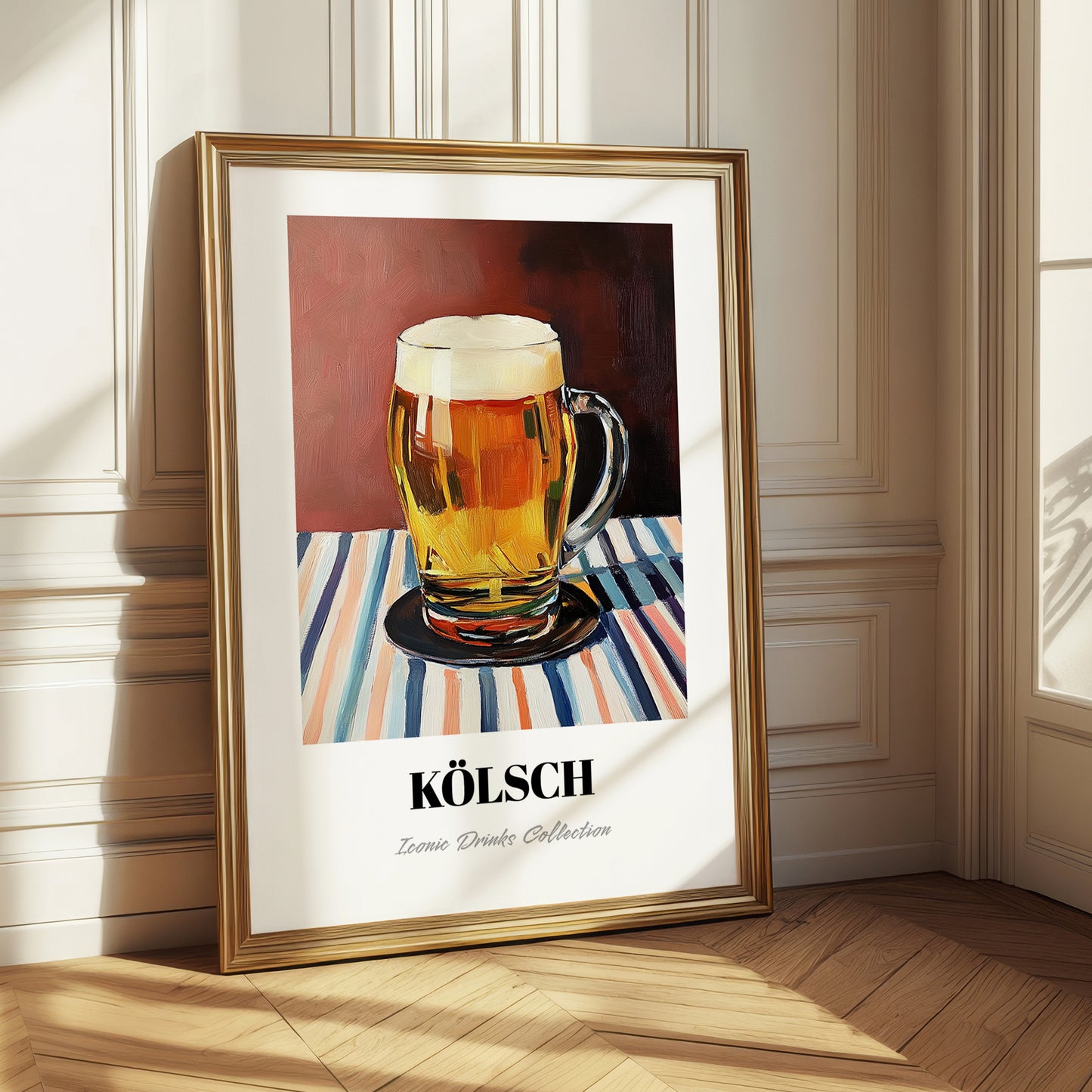 Kölsch – on Striped Tablecloth, German Beer Wall Decor