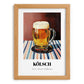 Kölsch – on Striped Tablecloth, German Beer Wall Decor, set in oak frame