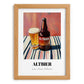 Altbier – on Striped Tablecloth, German Beer Wall Print, set in oak frame