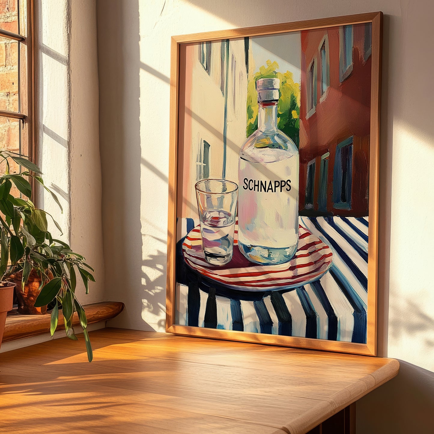 Schnapps – German Street Café Scene, German Spirit Wall Decor, clean layout with no caption