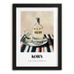 Korn – on Striped Tablecloth, German Spirit Poster, in sleek black frame