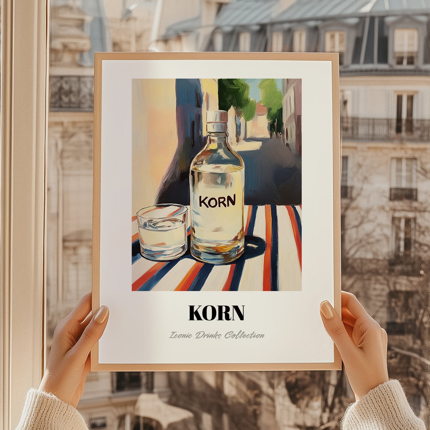 Korn – German Street Café Scene, German Spirit Wall Print, styled in a charming Paris street view