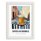 Apfelschorle – German Urban Café Scene, German Beverage Wall Art, placed in minimal white frame