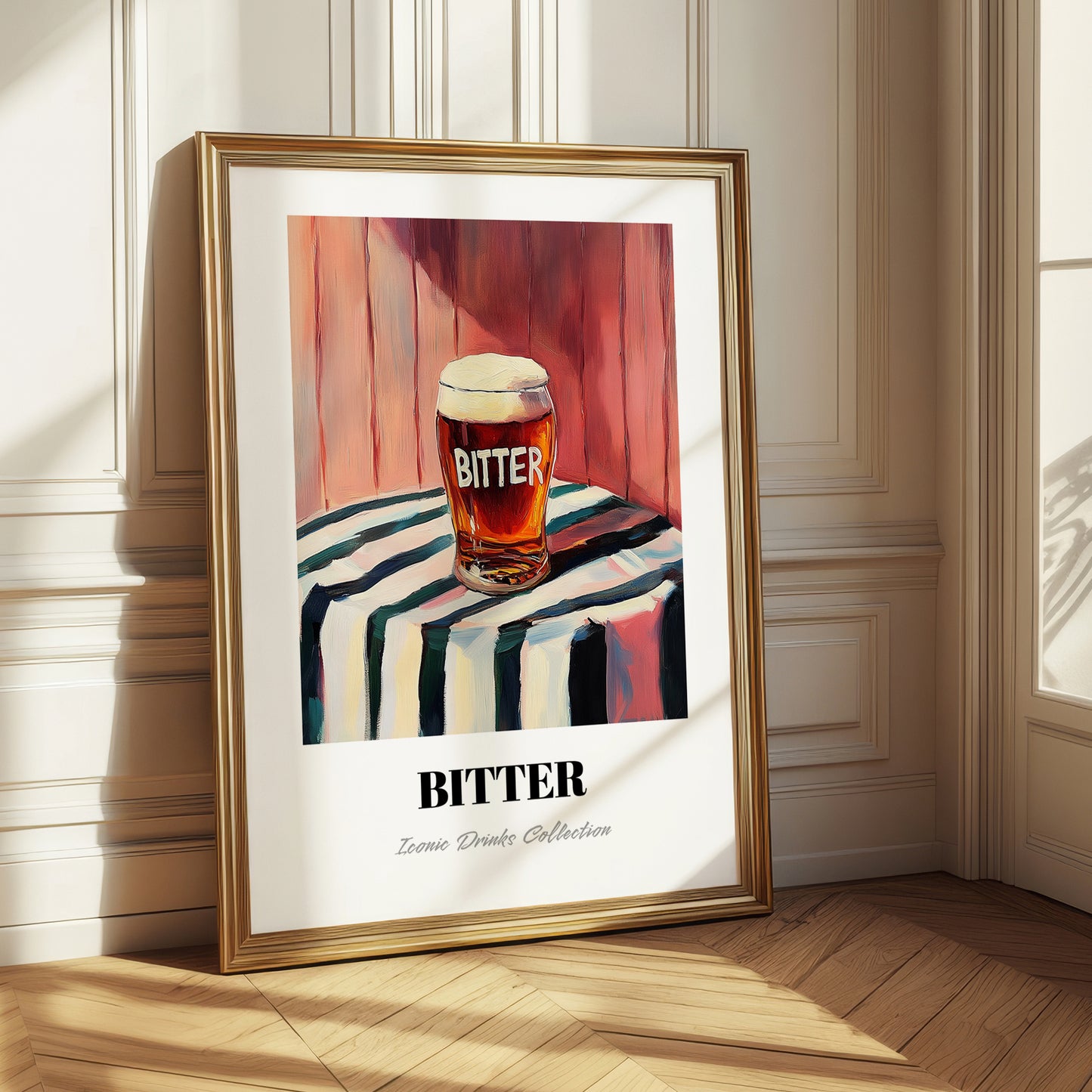 Bitter – on Striped Tablecloth, English Beer Wall Art