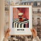 Bitter – on Striped Tablecloth, English Beer Wall Art, styled in a charming Paris street view